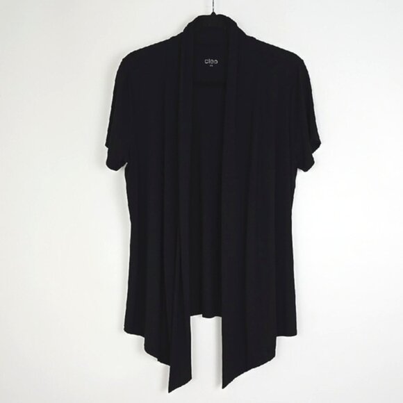 CLEO Women's Black Open Front Short Sleeves Drapy Soft Stretch Size Large - Picture 4 of 10